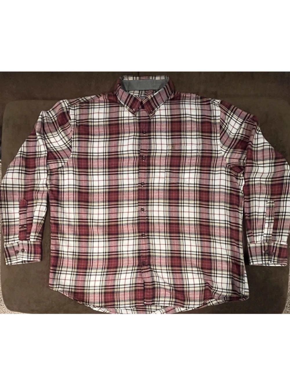 IZOD Flannel Shirt Mens 2XL Plaid Chest Pocket Collared Button Down
